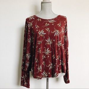 FREE PEOPLE floral top maroon open back